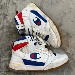 Champion Arena Power White Leather Hi High Top Shoes Sneakers Size 4 Youth Boys